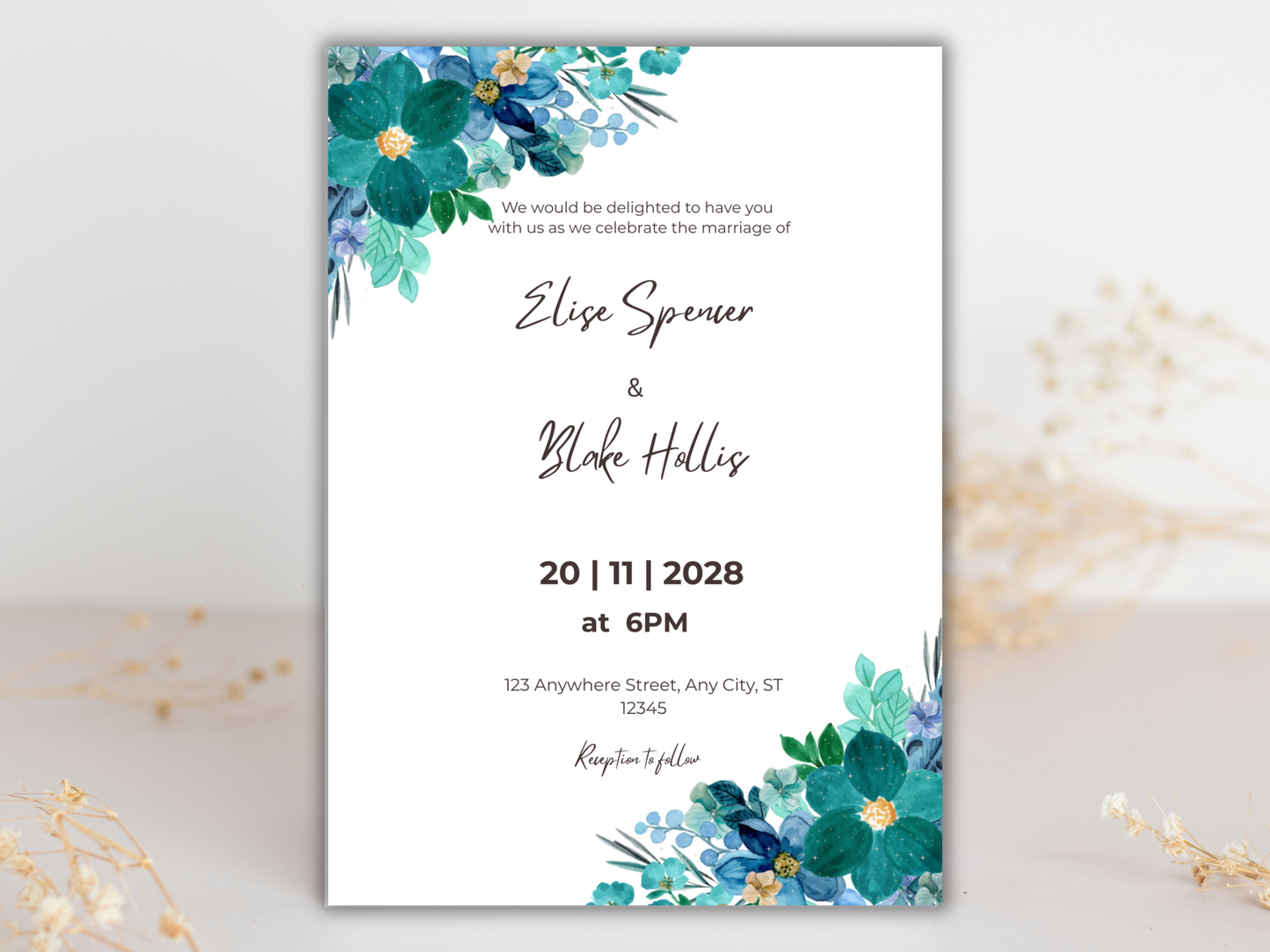 Wedding Invitation Set, RSVP, Wedding Invitation, Details, Editable, Template, WI221