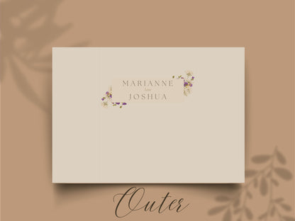 Elegant Gatefold Wedding Invitation with Floral Design | Personalized Wedding Card | Schedule Insert | RSVP Details Card Included. WI138