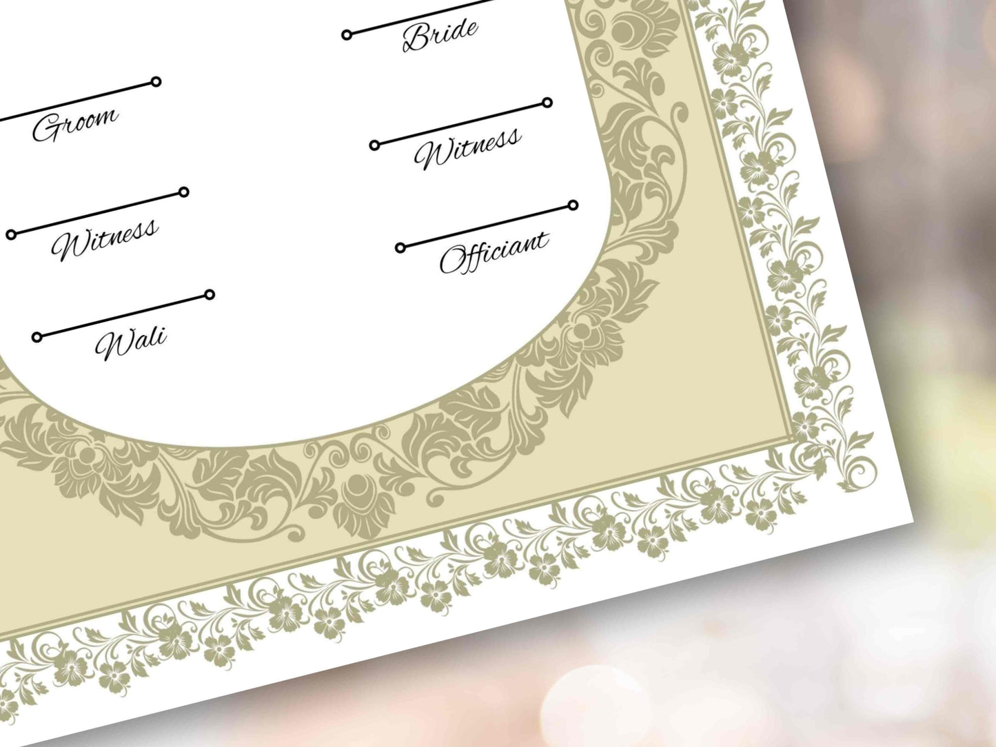 Nikkah Certificate Digital, Nikkah Contract,Customizable Digital Nikkah Certificate: Islamic Wedding Contract, Marriage Certificate. NN283