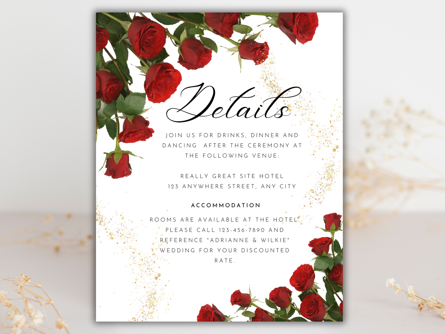 Wedding Invitation Template, RSVP, Details Card, Menu Card, Thank you Card, Place Card, Name Card WI266