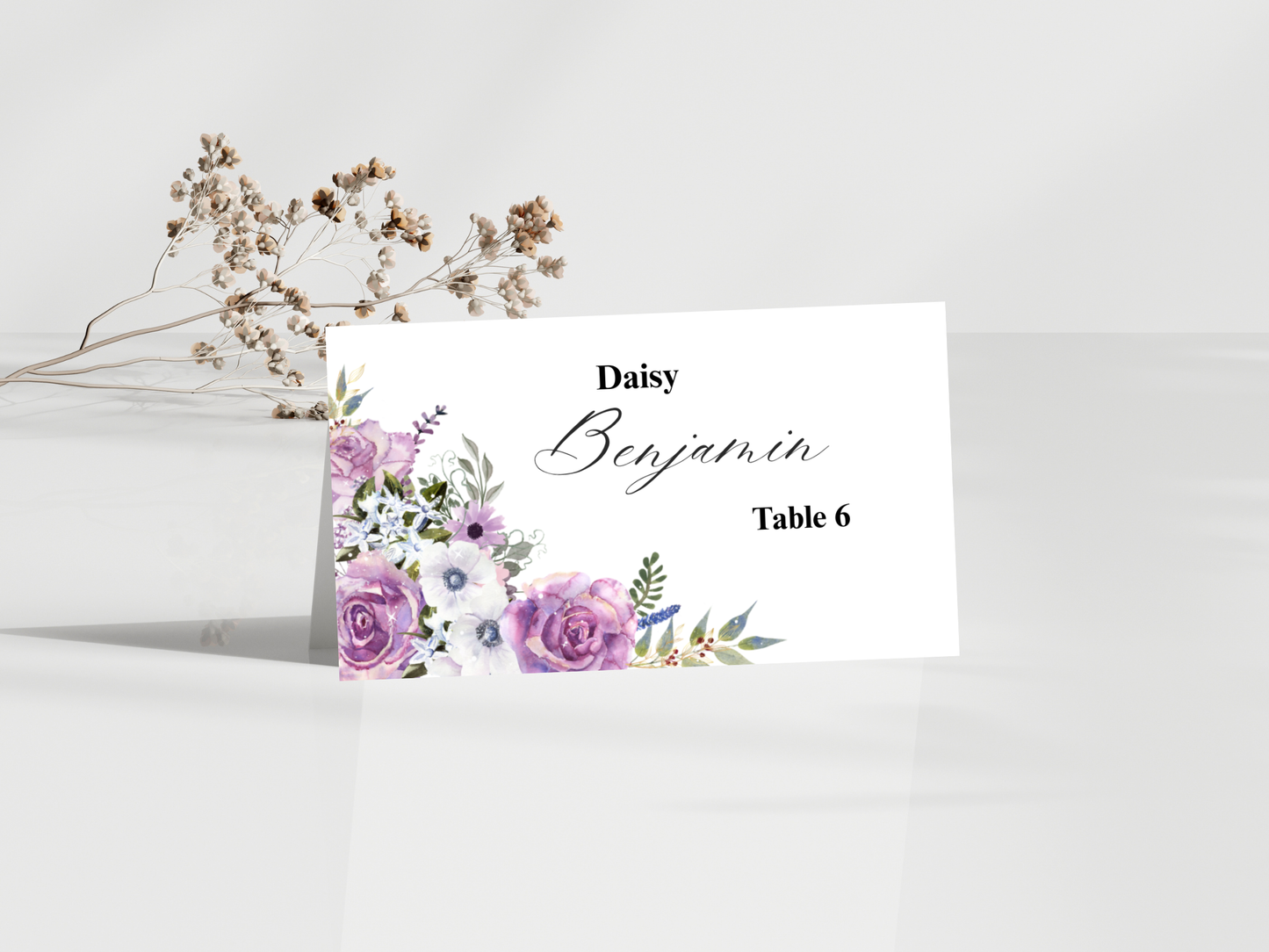 Floral Wedding Menu, Thank You, Table Cards (Editable Canva Template) WI378