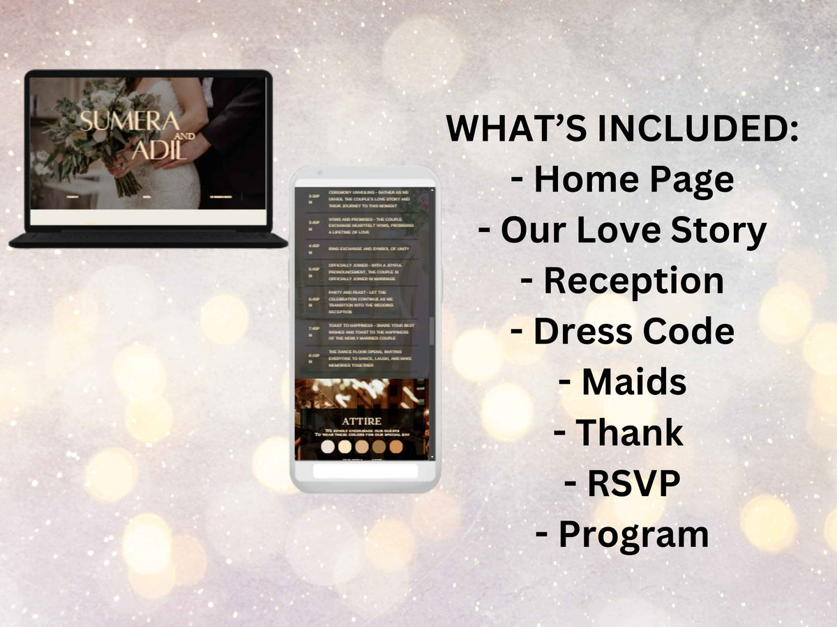 Wedding Website Template, Online RSVP, Editable Invitation Website,Details & Program, Digital Invitation, nva Website, Instant Download. WW1