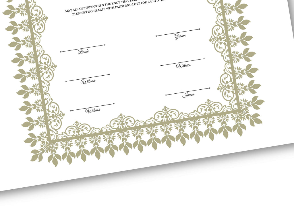 Personalised Nikkah Contract, Nikah Nama, Customised Muslim Marriage Certificate, Keepsake, Wedding Gift for Bride/Groom. 162