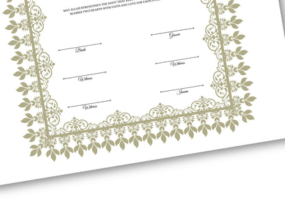 Personalised Nikkah Contract, Nikah Nama, Customised Muslim Marriage Certificate, Keepsake, Wedding Gift for Bride/Groom. 162