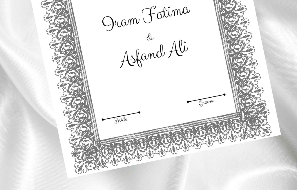 Muslim Wedding Contract, Muslim Nikkah Gift, Contract Template, 11 x 17 in. NN101