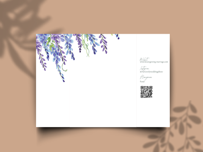 Lavender Wedding Invitation Template, Elegant Floral Itinerary Invite, Rustic Garden Wedding Suite, Editable Purple Flower Invitation.WI178