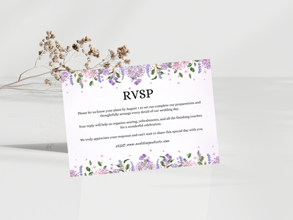 Floral Wedding Invitation, RSVP, Details, Bottle Label MTC392