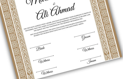 Digital Nikah Certificate, Nikahnama, A4/A3 Nikkahnama, Qubool Hai Muslim Islamic Marriage. NN130