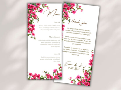 Wedding Menu Template, Editable Place Card & Thank You Note. WI199