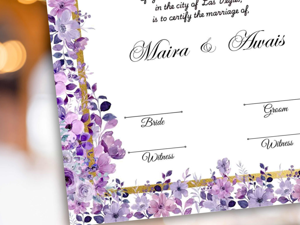 Nikkah Certificate Digital Download Personalised, A4, A3, Template, Editable, Floral Nikkah Nama, Nikkah Contract, Muslim Contract. NN293