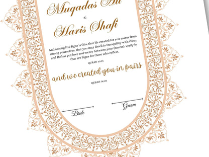 Nikah Contract, Nikkah Certificate, Digital Islamic Marriage Contract, Muslim Wedding Contract, Islamic Wedding Certificate. NN204