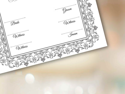 Nikkah Certificate Digital Download Personalised, A4, A3, Template, Instat Download. NN240