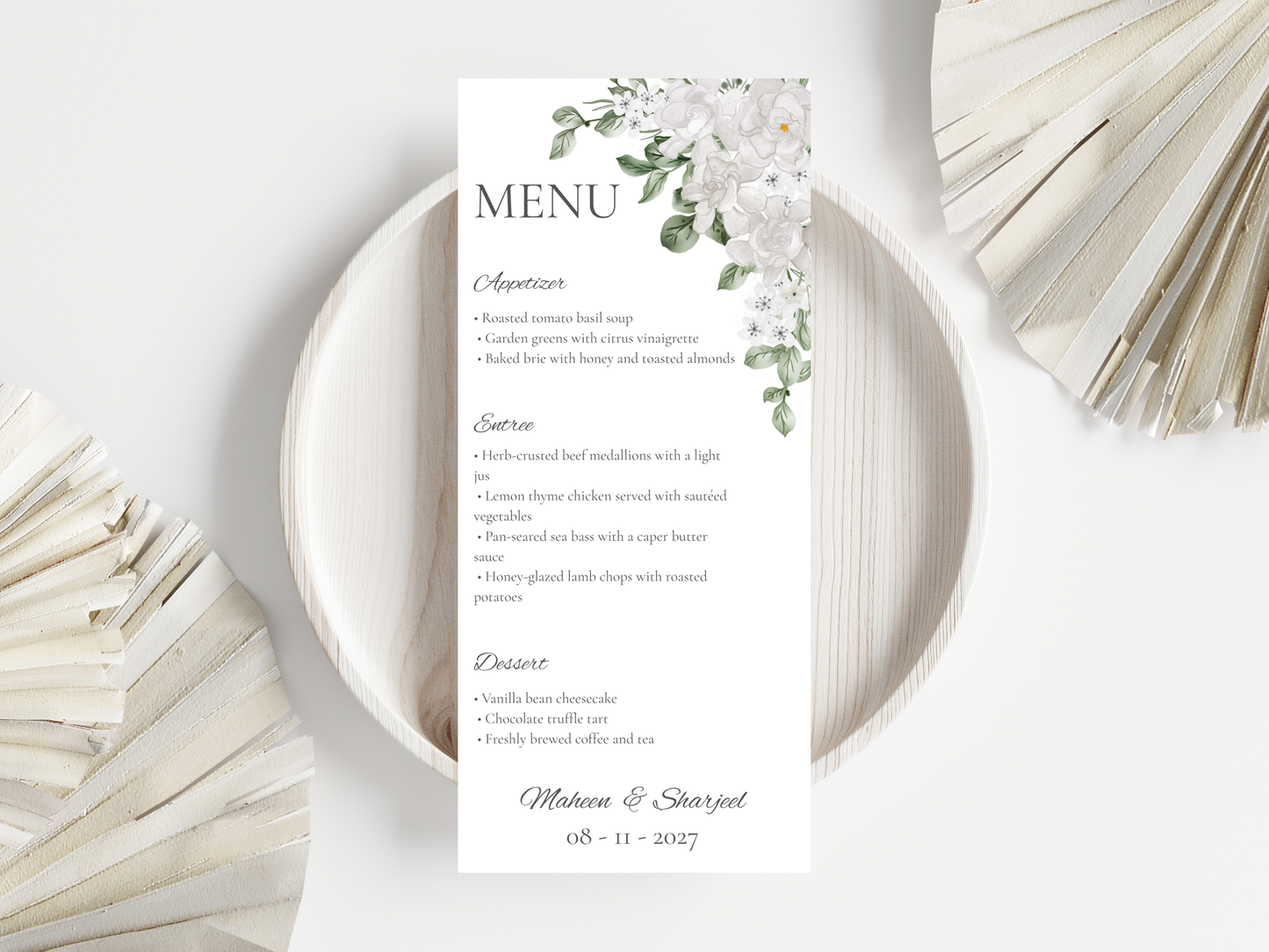 Wedding Menu | Editable Printable Table Place Card. WI205