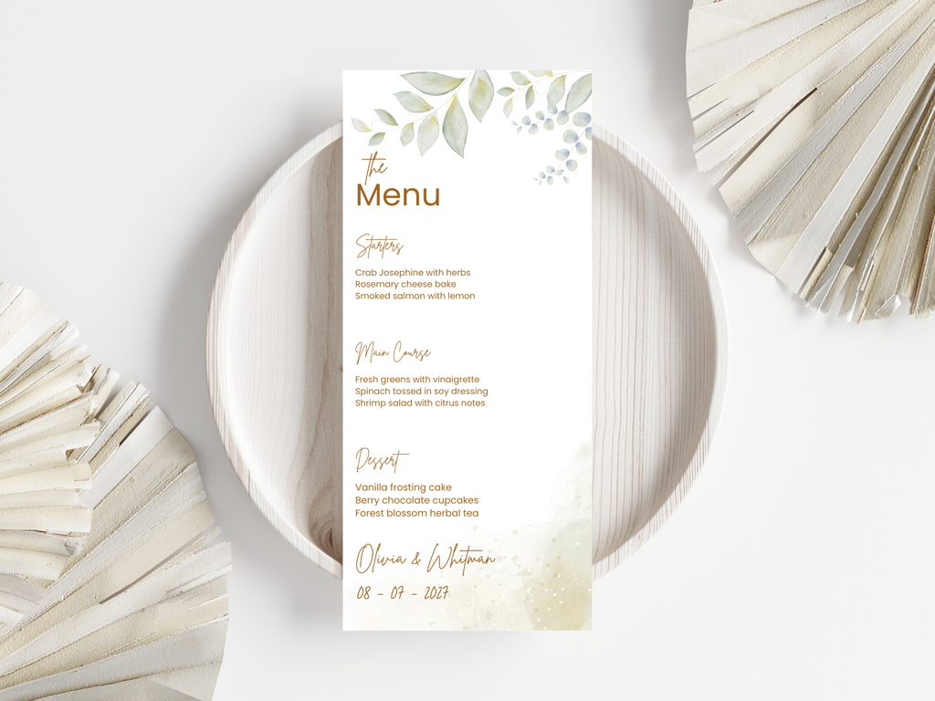 Wedding Menu & Thank You Template | Editable Canva Place Card. WI207