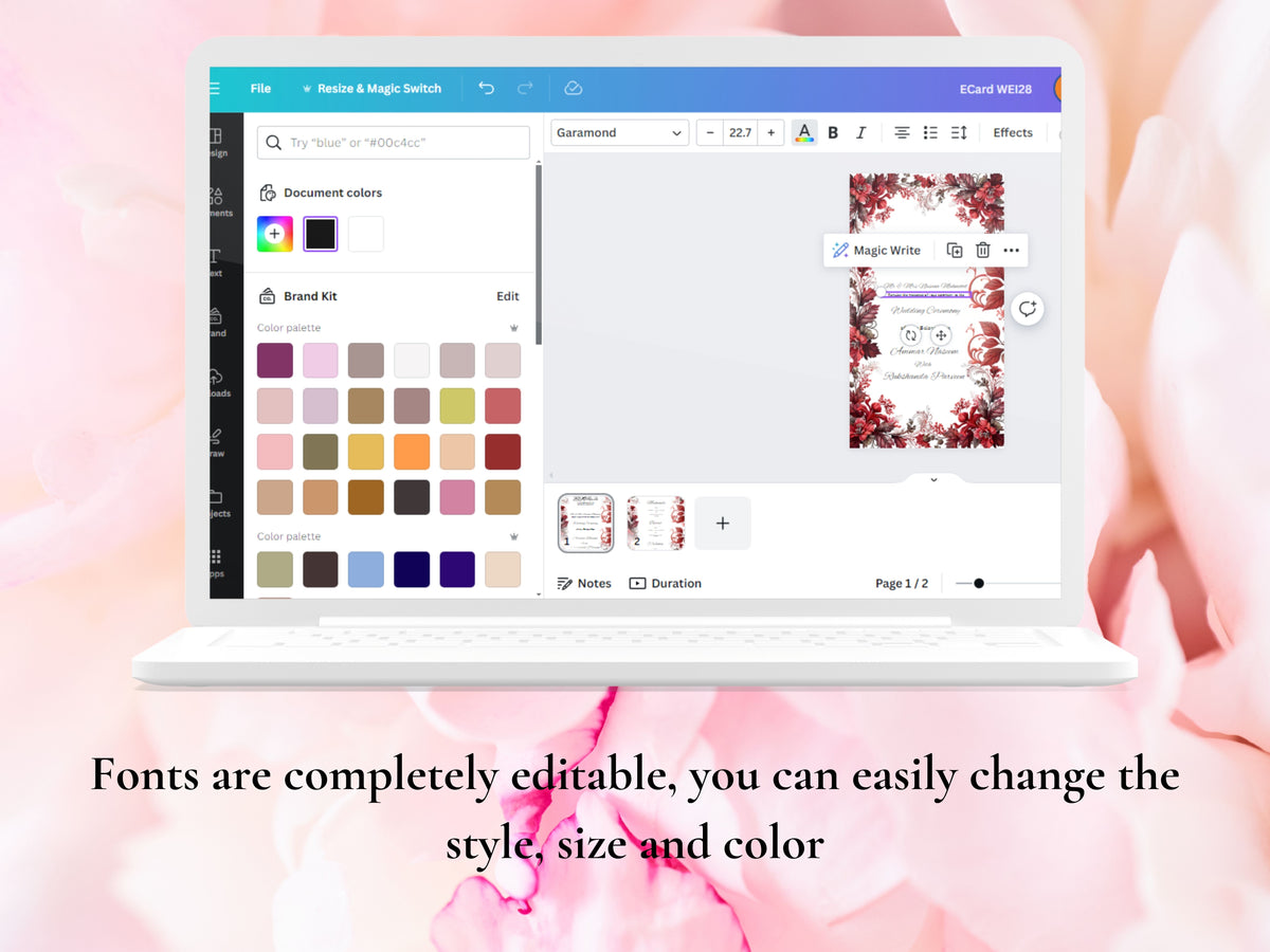 Muslim Wedding Invitation, RedCard Invite, Muslim E-Card, Animated Digital, Template, Digital Wedding Card, Floral Wedding Invitation. WEI29