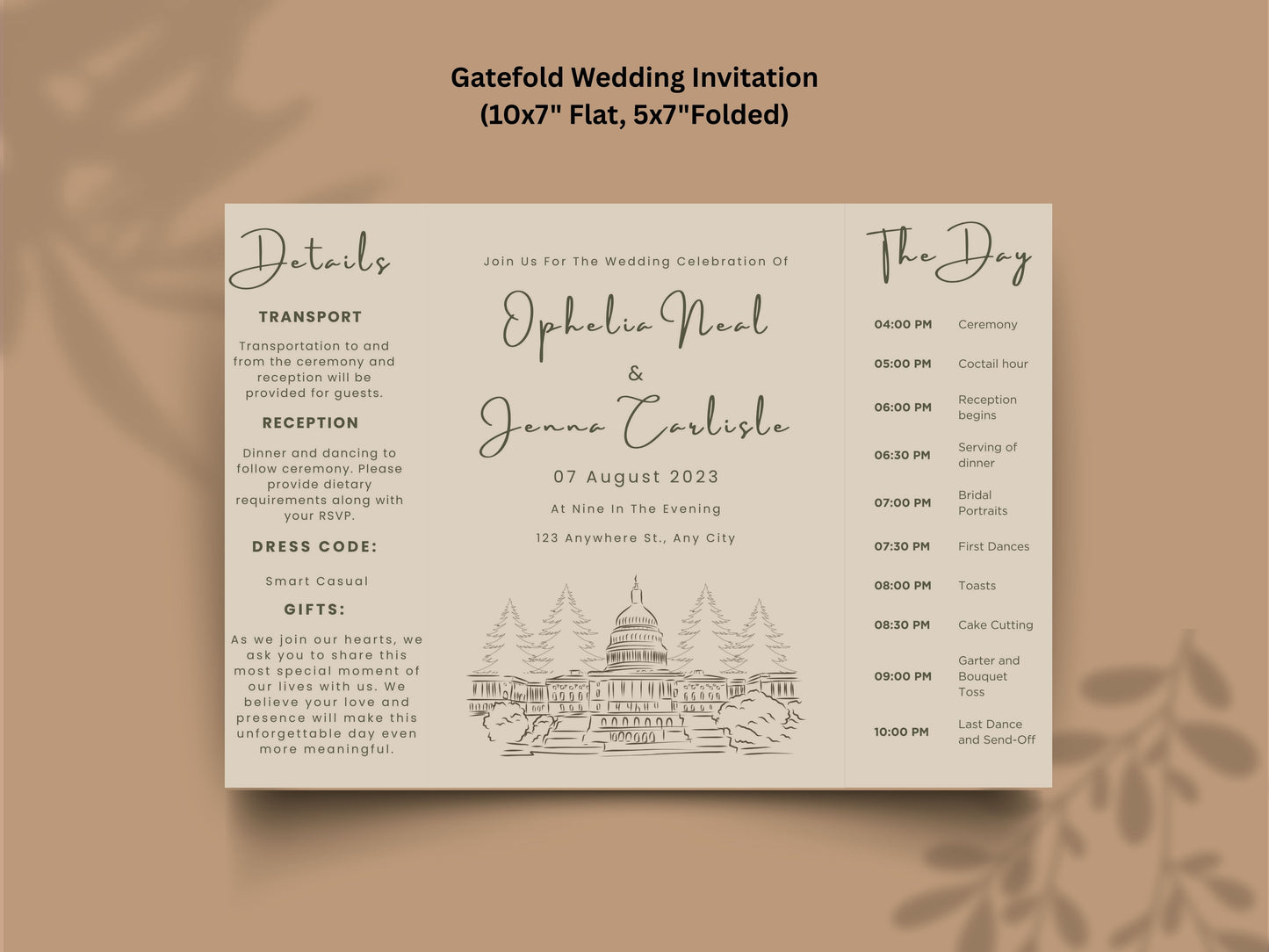 Wedding Itinerary Invitation Template | Modern Timeline Schedule Card | Printable Wedding Program | Minimalist Order of Events. WI147