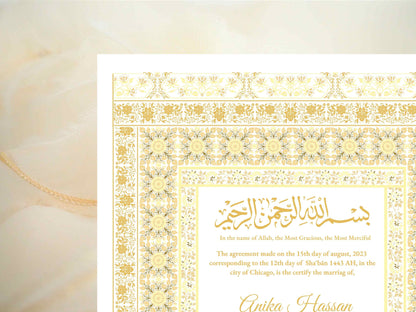 Nikkah Certificate, Nikkah Islamic Marriage Certificate, Printable, Nikkah Contract, Editable, Digital Download. NN18