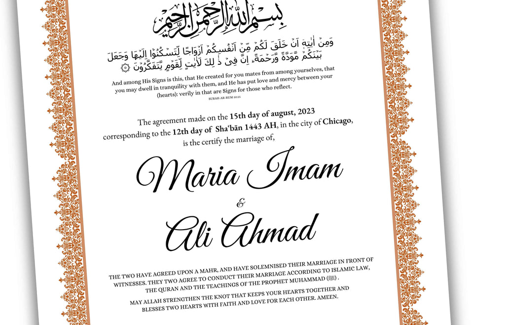 Nikkah Certificate Digital Download Personalised, A4, A3, Template, Instat Download. NN139