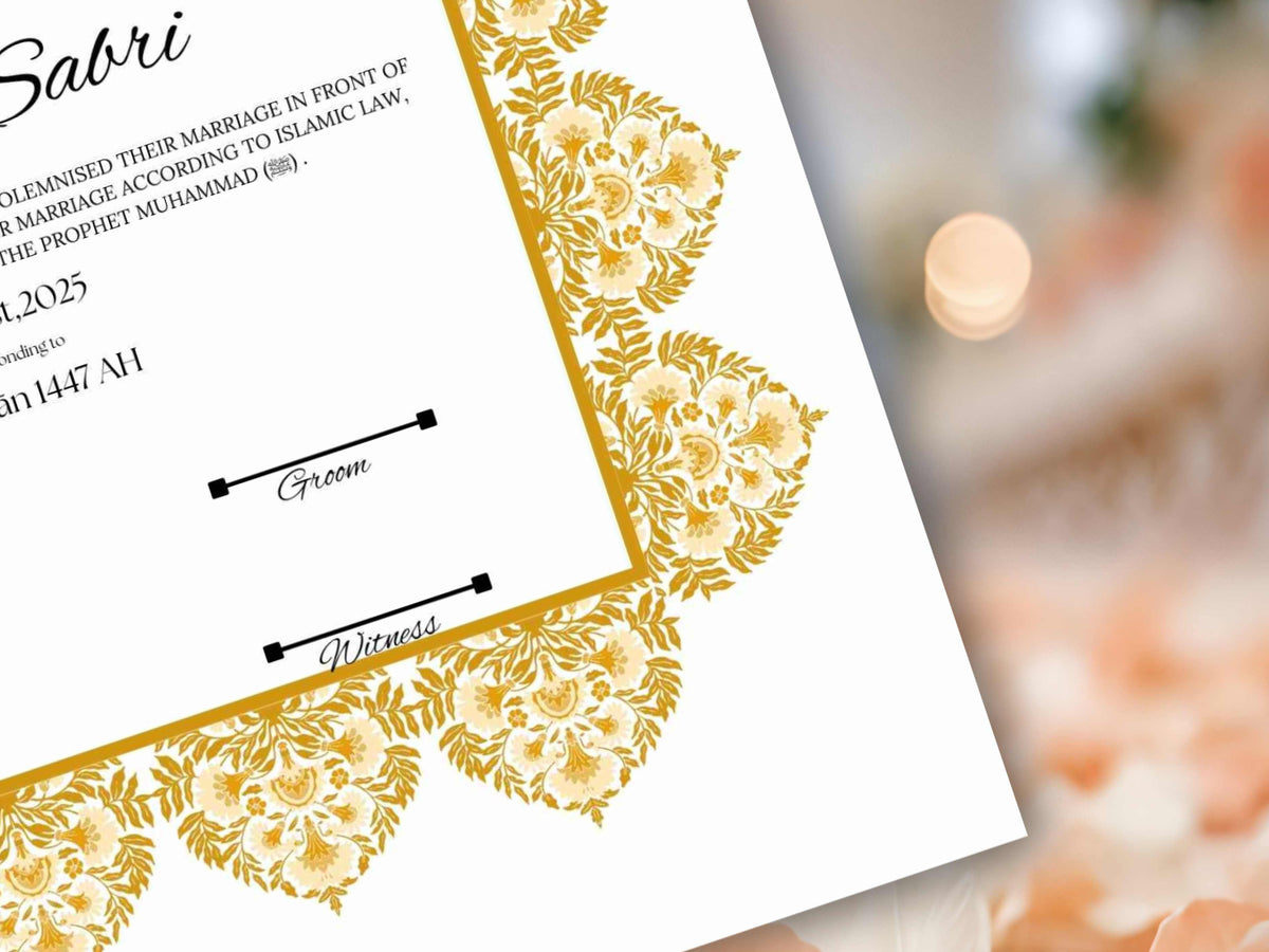 Muslim Wedding Contract, Mughal Nikkah Certificate Digital, A4 Nikkah Certificate. A3 Contract Digital Download. NN296