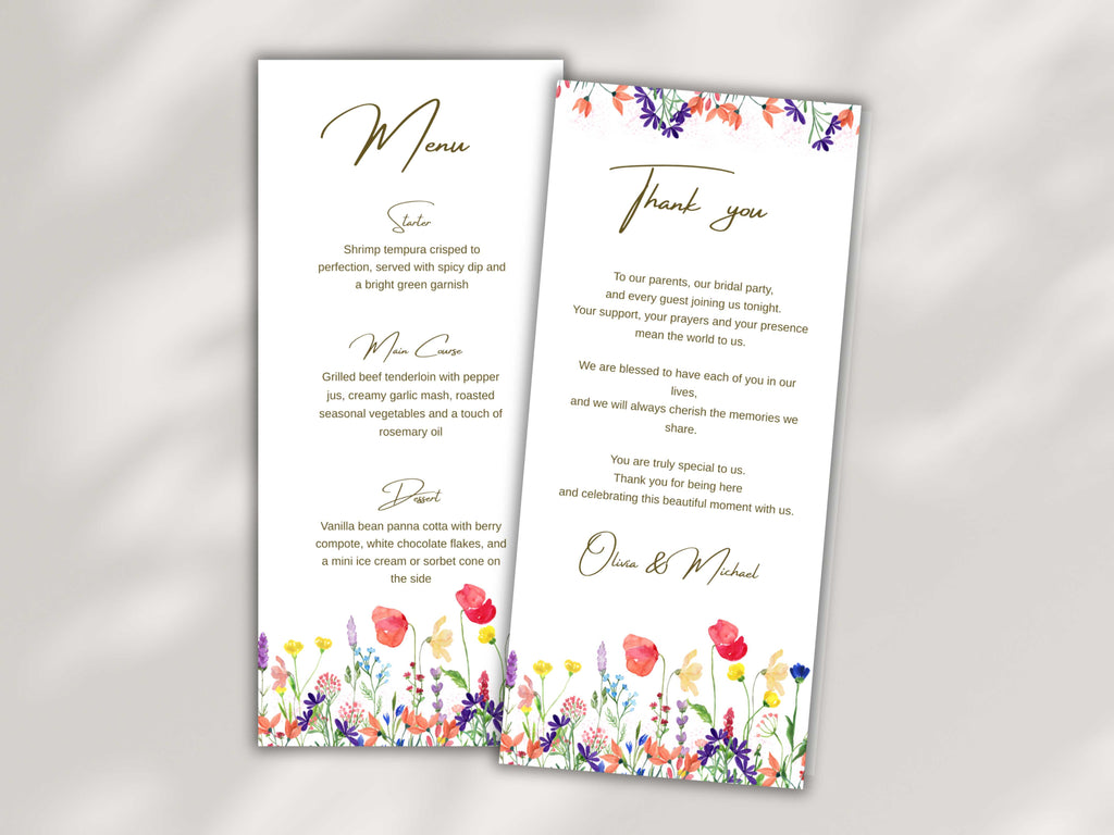 Wedding Menu Template, Thank You Card. WI197