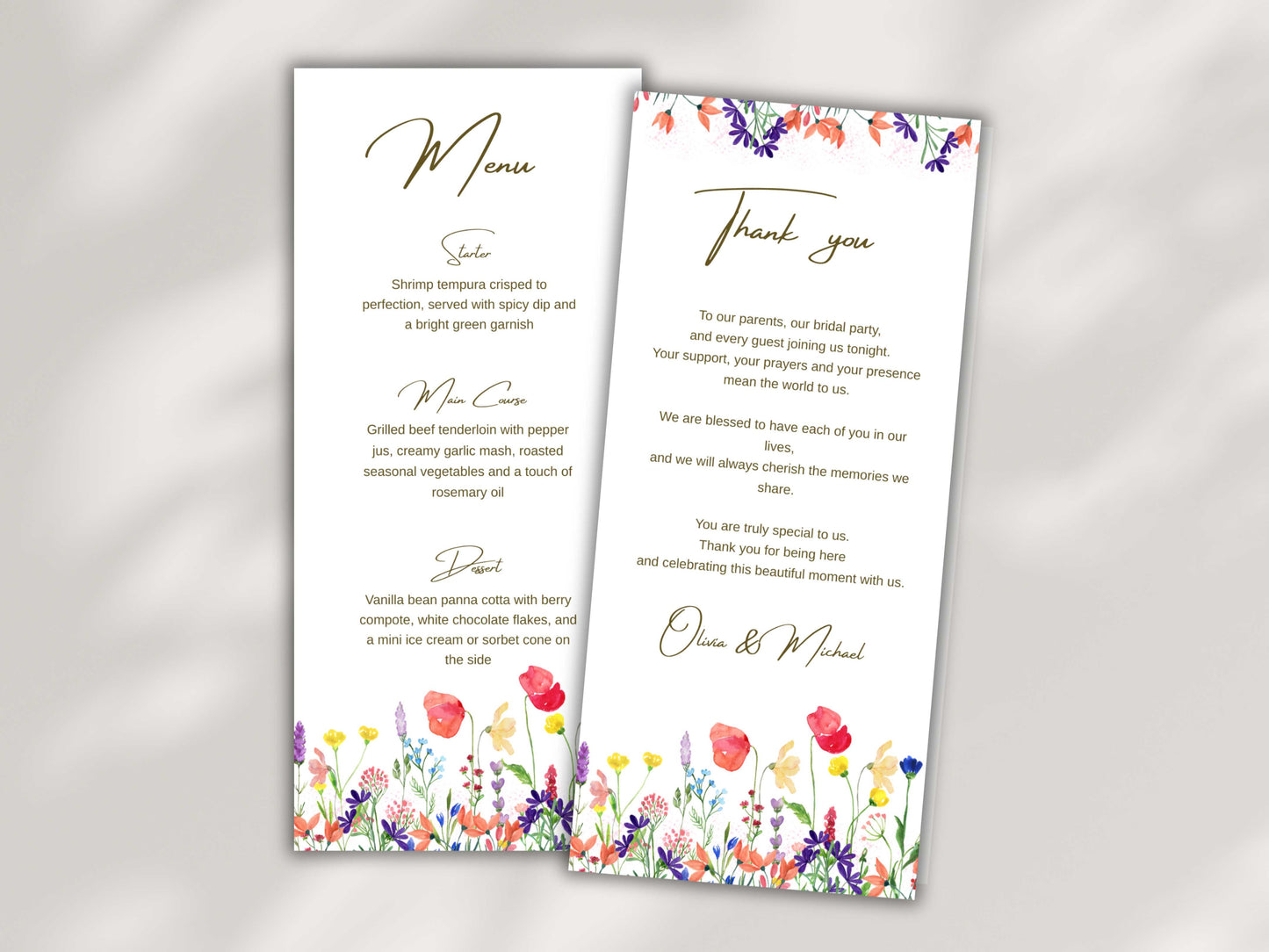 Wedding Menu Template, Thank You Card. WI197