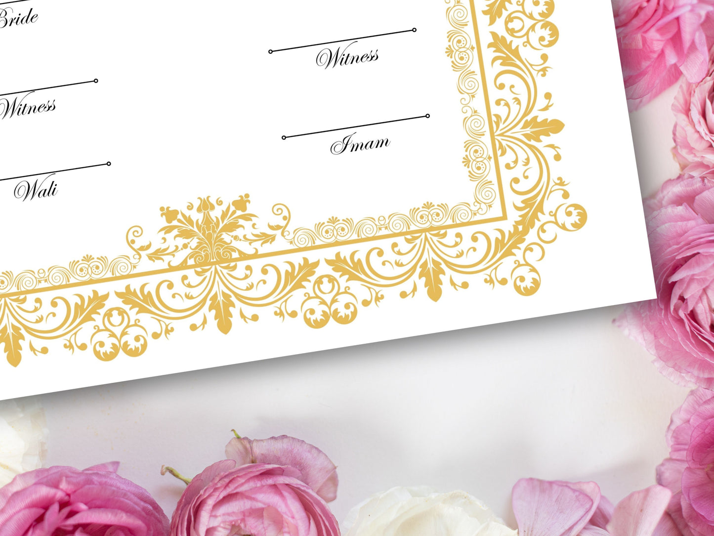 Luxury Nikkah Certificate, Premium A4 Islamic Wedding Contract, Nikkah Nama, Muslim Marriage Certificate, Personalised Names, A4, A3. NN250