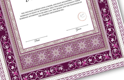 Nikkah Certificate Digital Download Personalized, Luxury Nikkah Contract, Islamic Wedding Contract, Personalized Muslim Wedding Gift. 174