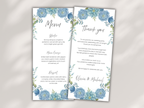 Floral Wedding Menu & Thank You Template | Editable Canva Place Card. WI206