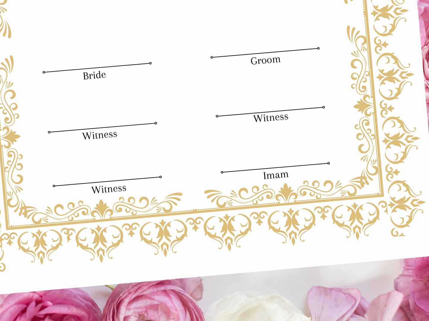 Nikkah Certificate, A4/A3 Islamic Wedding Contract Template, Nikkah Nama, Muslim Marriage, Personalised Names, Quran Verse.NN235