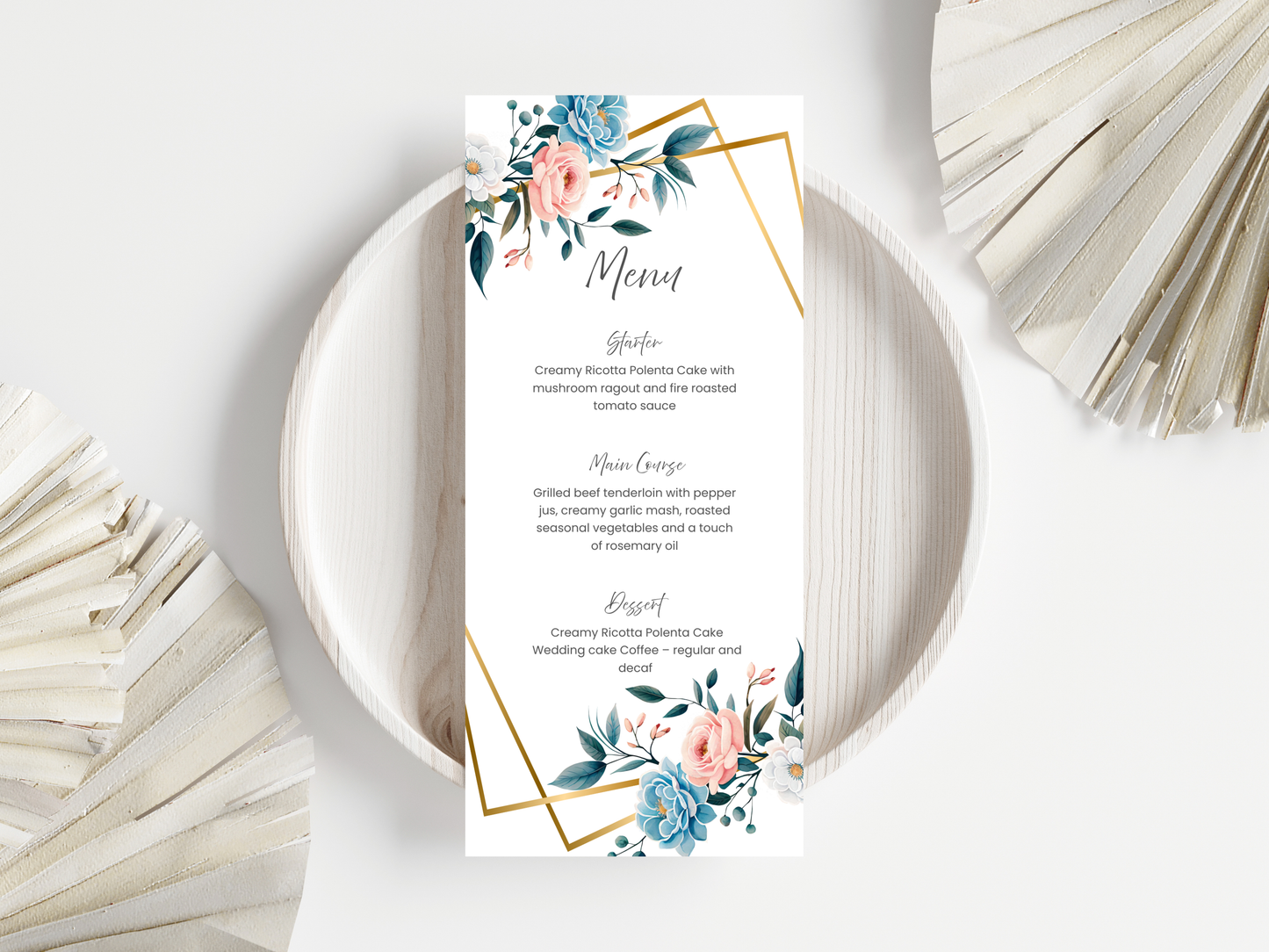 Wedding Menu & Thank You Template | Editable Canva Place Card. WI208