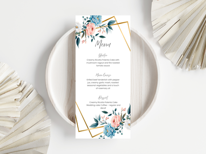 Wedding Menu & Thank You Template | Editable Canva Place Card. WI208