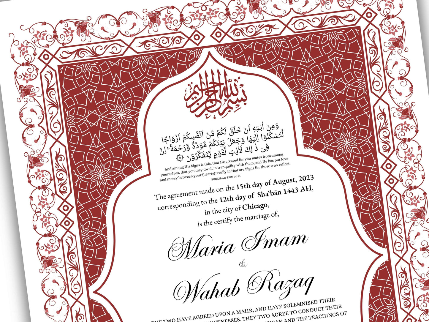 Nikkah Contract Template,Printable Nikkah Contract,Editable Nikkahnama, Muslim Wedding Certificate,Digital Download,Islamic Marriage. NN193