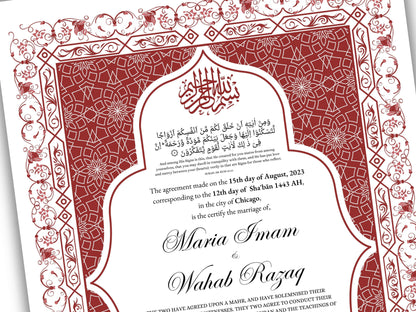 Nikkah Contract Template,Printable Nikkah Contract,Editable Nikkahnama, Muslim Wedding Certificate,Digital Download,Islamic Marriage. NN193