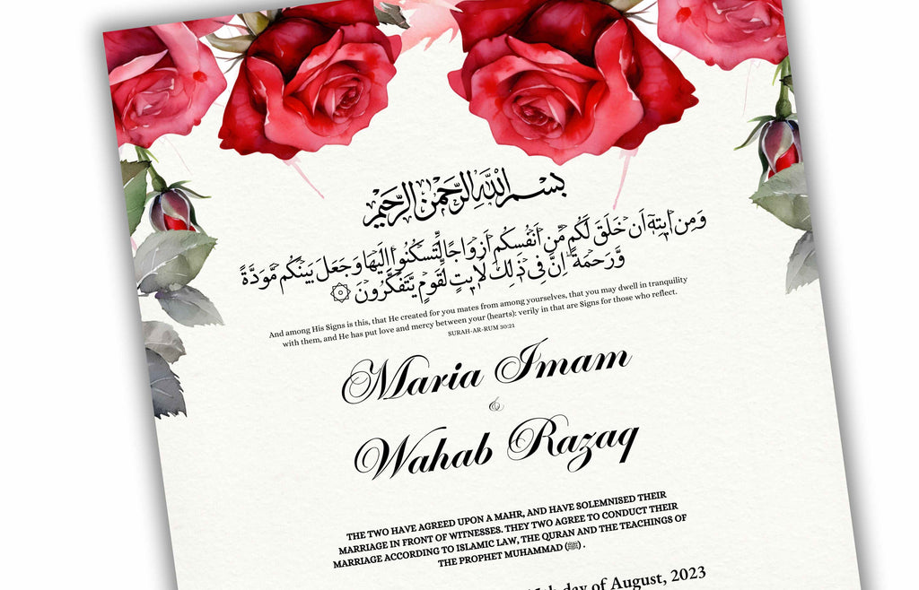 Nikkah Certificate Digital Download Personalised, A4, A3, Template, Instat Download. NN194