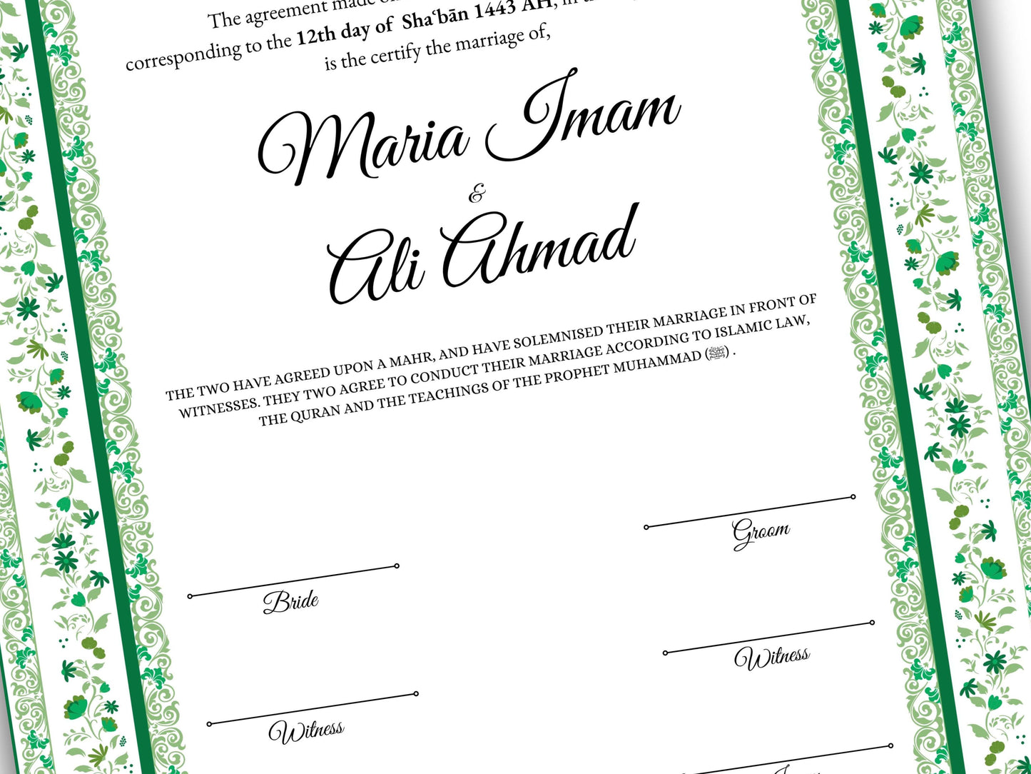 Nikkah Contract Template, A4/A3 Islamic Nikkah Digital Download, Customized Muslim Marriage Certificate, Editable Wedding Agreement. 148