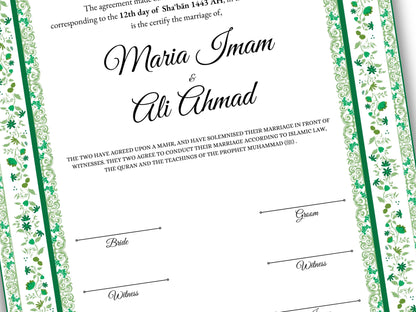 Nikkah Contract Template, A4/A3 Islamic Nikkah Digital Download, Customized Muslim Marriage Certificate, Editable Wedding Agreement. 148