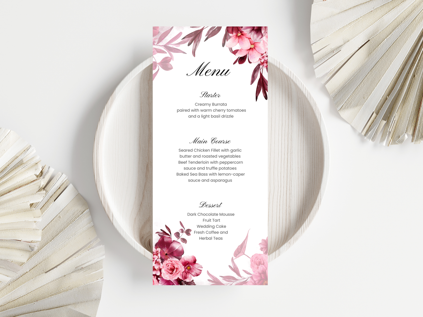 Wedding Menu Template | Editable Canva Place Card. WI212