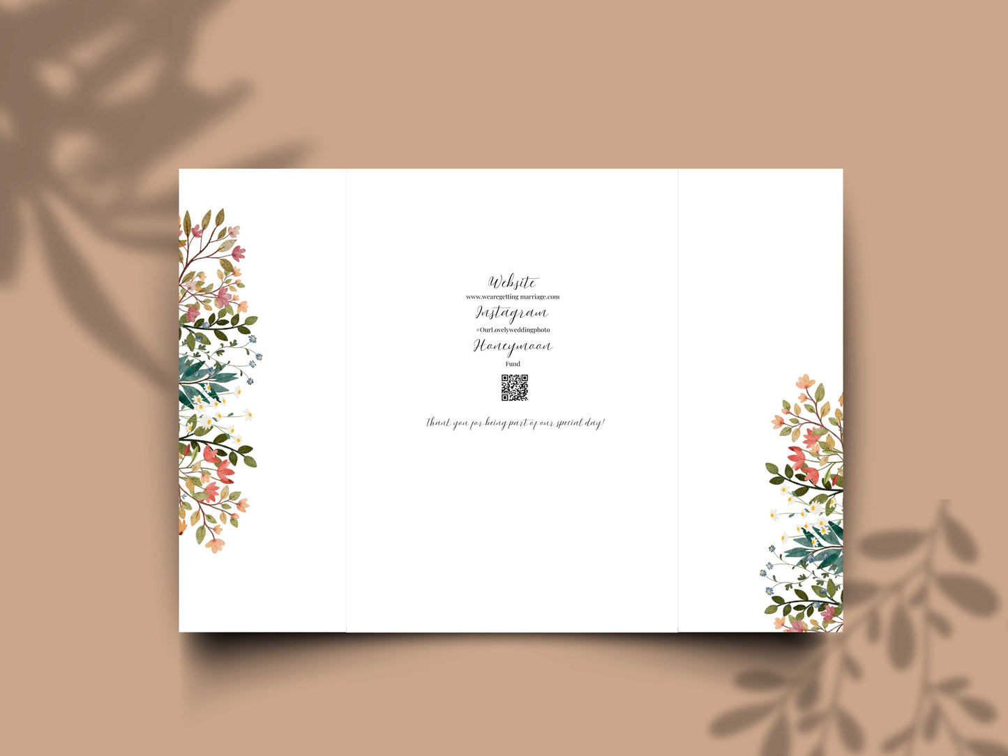 Floral Wedding Invitation Template | Save the Date with Timeline Schedule & Dress Code | Elegant Editable Printable Invite. WI169