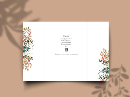 Floral Wedding Invitation Template | Save the Date with Timeline Schedule & Dress Code | Elegant Editable Printable Invite. WI169