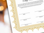 Nikkah Certificate Digital Download Personalised, A4, A3, Template, Muslim Wedding Contract, Instat Download. NN284