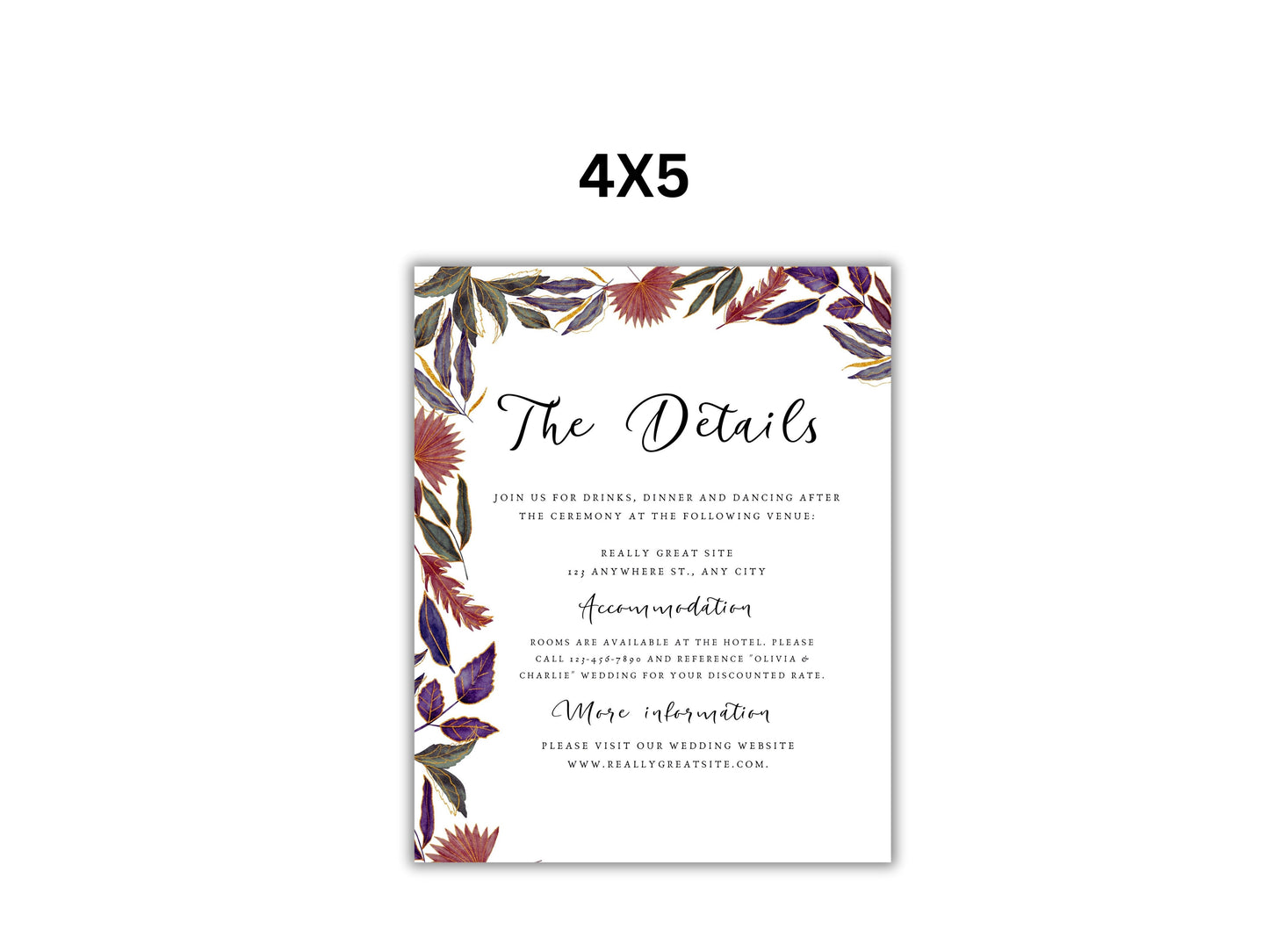 Wedding Invitation Bundle Template With RSVP and Details Card. WT61