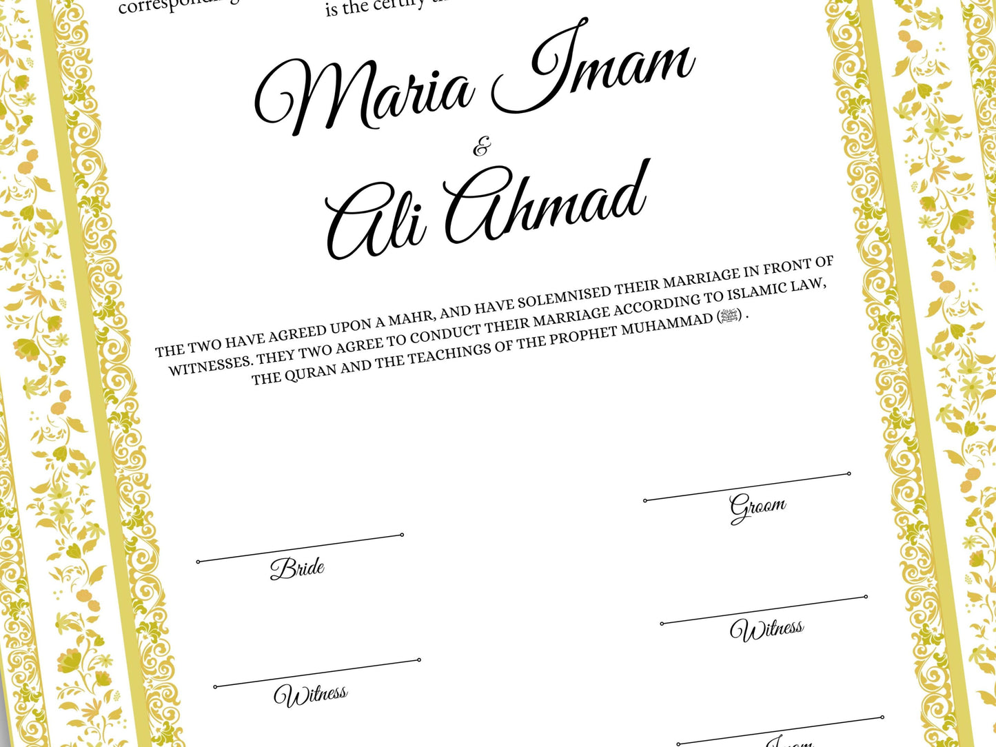 Nikkahnama | A4/A3 Custom Luxury Nikkah Contract | Digital contract | Inspired Luxury Nikkahnama | Nikkah Certificate Pdf Template. NN145