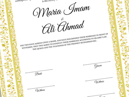 Nikkahnama | A4/A3 Custom Luxury Nikkah Contract | Digital contract | Inspired Luxury Nikkahnama | Nikkah Certificate Pdf Template. NN145