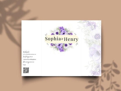 Elegant Purple Floral Wedding Invitation Template | Editable Printable Invite | Save the Date Card | Modern Romantic Wedding. WI168