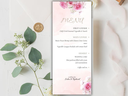 Blush Floral Wedding Invitation Set, Pink Roses Wedding Invite Template Bundle, Printable Wedding Invite, Editable Template. WT44