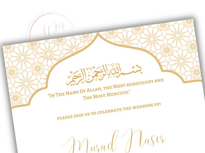 Muslim Wedding Invitation, Nikkah Invitation, Muslim Wedding Invite, Wedding Invite, Invitation Template, Editable Canva Template, WT53