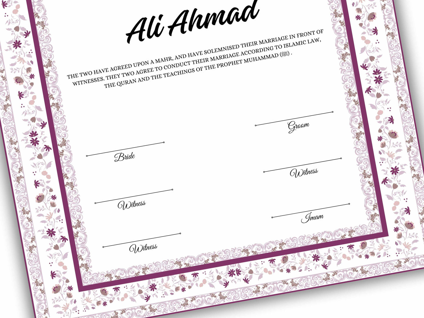 Nikkahnama | A4/A3 Custom Luxury Nikkah Contract | Digital contract | Inspired Luxury Nikkahnama | Nikkah Certificate Pdf Template. NN144