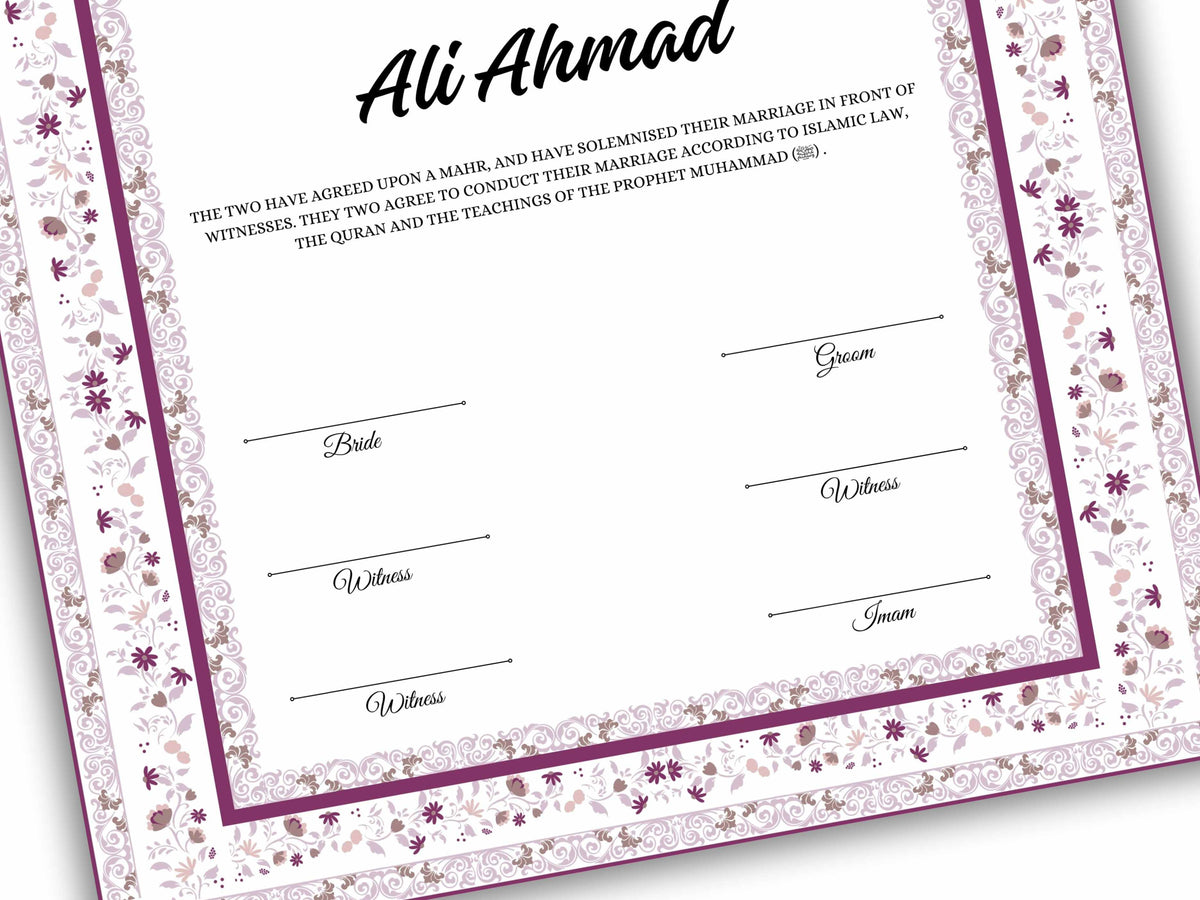 Nikkahnama | A4/A3 Custom Luxury Nikkah Contract | Digital contract | Inspired Luxury Nikkahnama | Nikkah Certificate Pdf Template. NN144