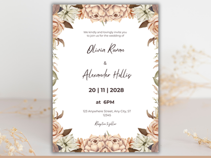 Wedding Invitation Bundle, RSVP, Thank You Card, Table Card, Menu Card, Reception Card,  Details Card. WI220