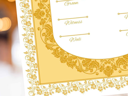 Nikkah Certificate Digital, Nikkah Contract,Customizable Digital Nikkah Certificate: Islamic Wedding Contract, Marriage Certificate. NN284